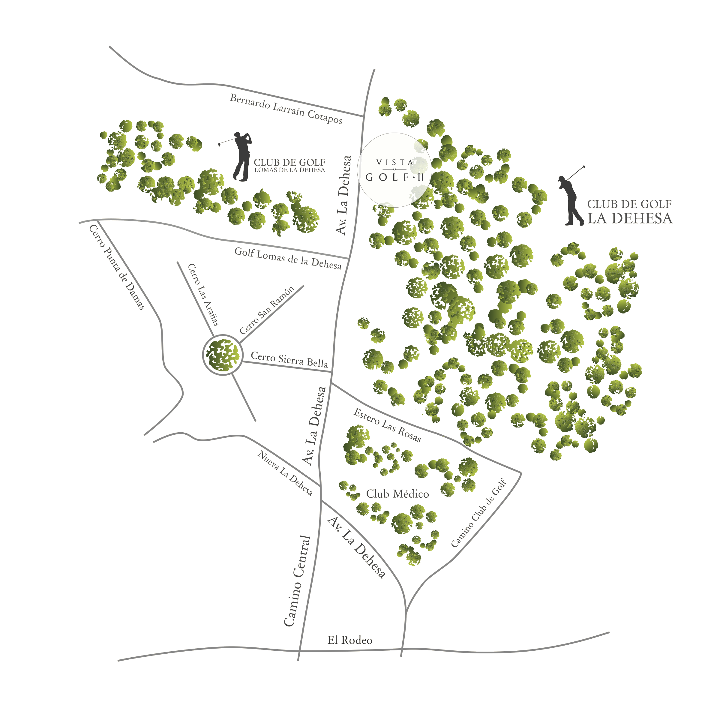 Mapa de ubicación de Vista Golf II en Av. La Dehesa, frente al Club de Golf La Dehesa